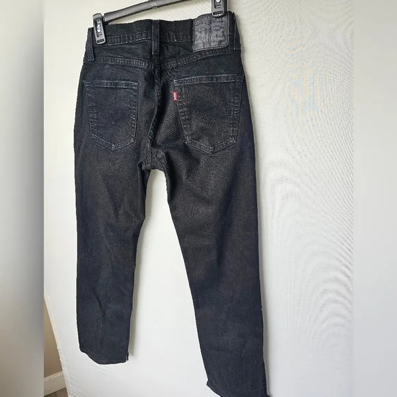 Levi's Slim Black Men's Jeans with Raw Hem - Picture 6 of 16